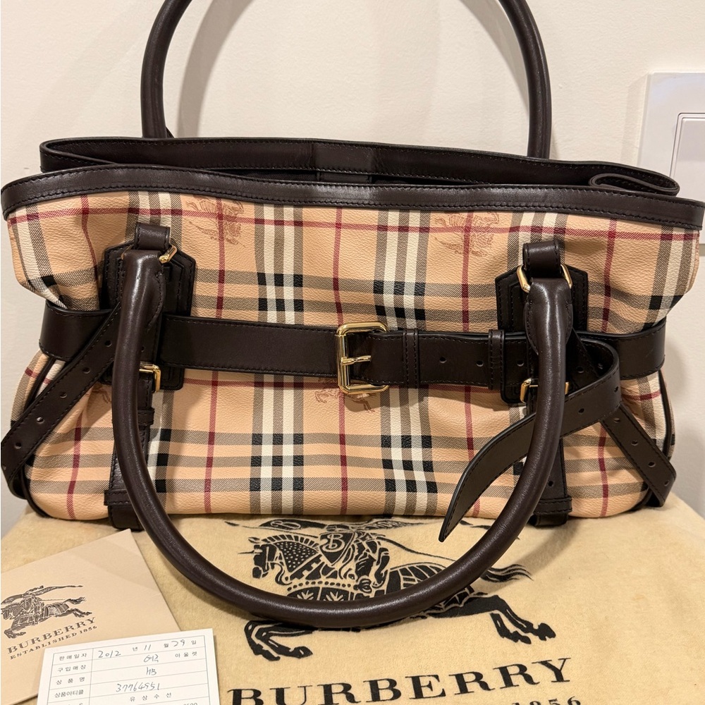 Burberry Tan and Brown Plaid Shoulder Bag